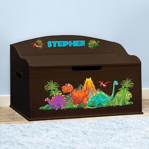 Personalized Dibsies Creative Wonders Dinosaurs Toy Box - Espresso