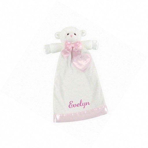 Personalized Lovable Lamb Security Blanket 13 Inch Pink 