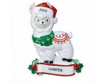 Personalized Llama Kids Christmas Ornament