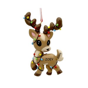 Personalized Reindeer in Lights Christmas Ornament - Brown