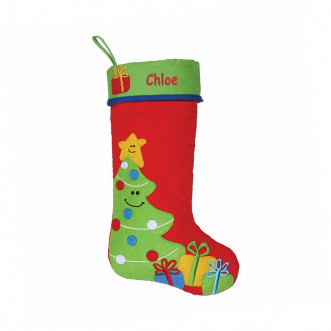 Personalized Jolly Christmas Tree Quilted Christmas Stocking Etsy