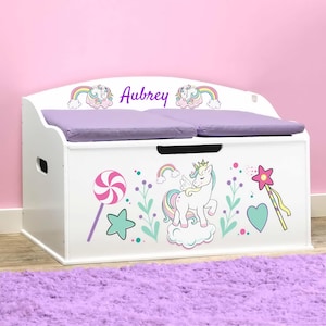 Personalized Dibsies Creative Wonders Unicorns & Rainbows Toy Box - White