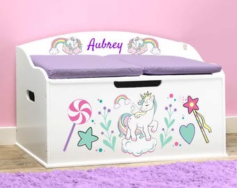 Coffret à jouets personnalisé licornes et arcs-en-ciel Creative Wonders de Dibsies - Blanc