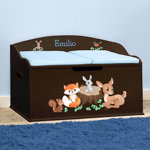 Personalized Dibsies Creative Wonders Woodland Creatures Toy Box - Espresso