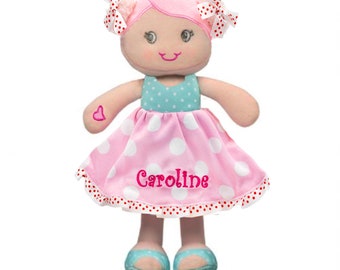 Personalized Hearts & Bows Snuggle Doll - 11 inch