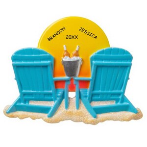 Personalized Beach Honeymoon Couples Ornament