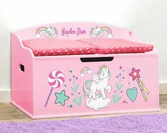 Personalized Dibsies Creative Wonders Unicorns & Rainbows Toy Box - Pink