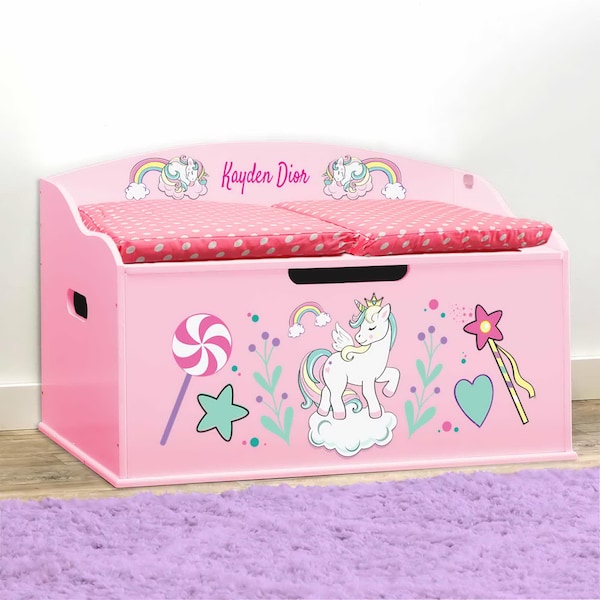 Personalized Dibsies Creative Wonders Unicorns & Rainbows Toy Box - Pink