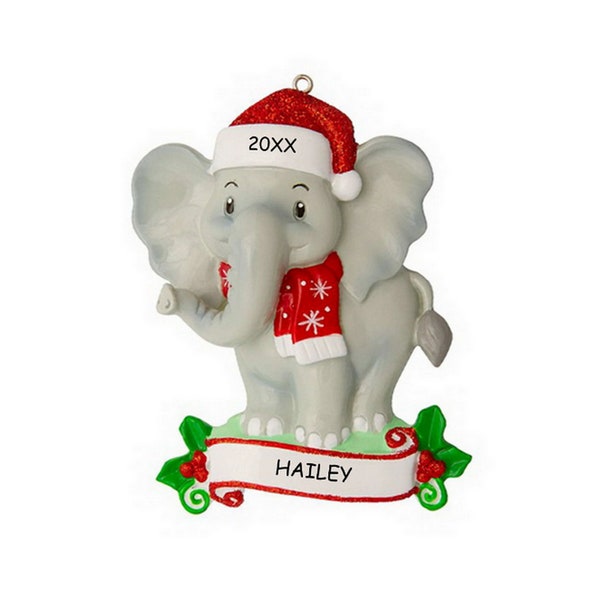 Personalized Elephant Kids Christmas Ornament