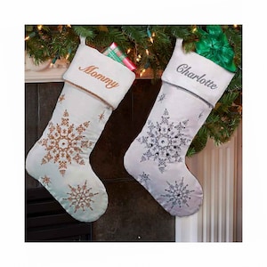 Personalized Sparkling Snowflakes Christmas Stocking