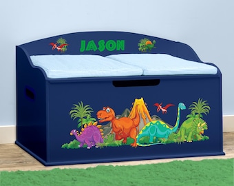 Personalized Dibsies Creative Wonders Dinosaurs Toy Box - Blue