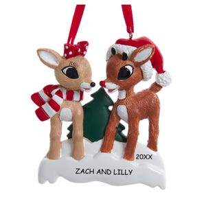 Personalized Rudolph and Clarise Couples Christmas Ornament