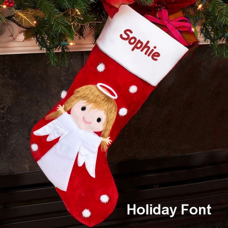 Personalized Jumbo Angel Christmas Stocking Etsy