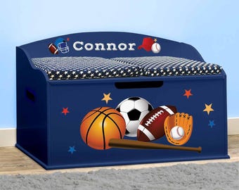 Coffre à jouets de sport personnalisé Creative Wonders de Dibsies - Bleu