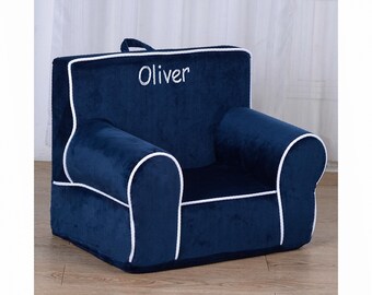 Personalized Dibsies Creative Wonders Toddler Chair - Blue with White Piping