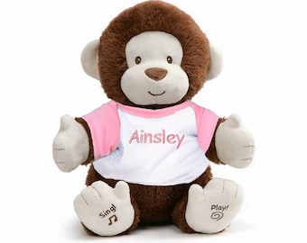Personalized Animated Monkey Plush Toy - Pink