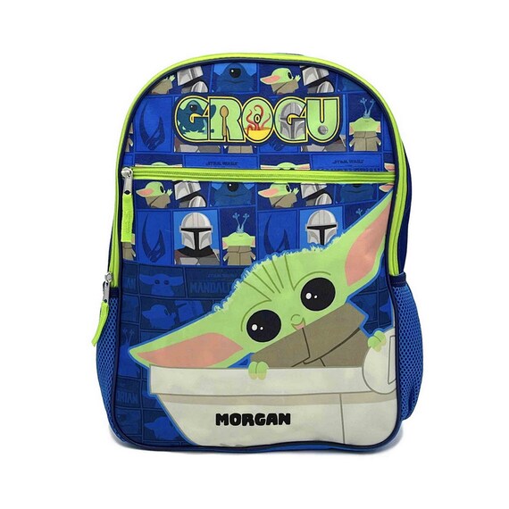 Personalized Grogu Baby Yoda Backpack Blue Lime 16 Inch Etsy