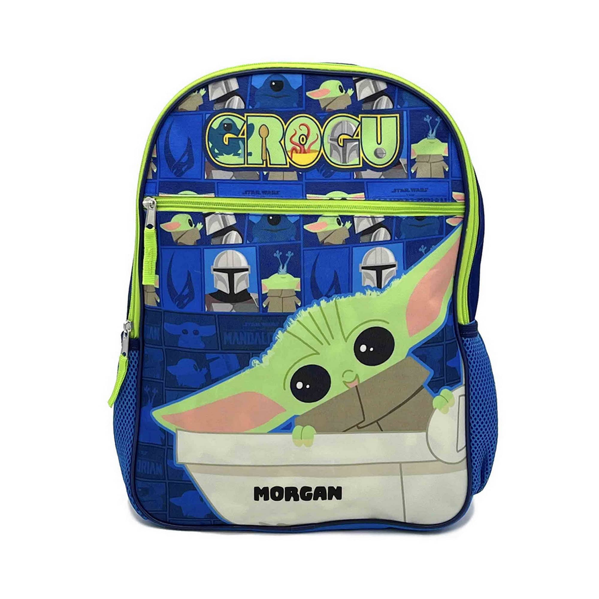 Personalized Grogu Baby Yoda Backpack Blue Lime 16 Inch Etsy