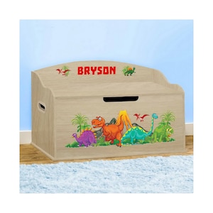 Personalized Dibsies Creative Wonders Dinosaurs Toy Box - Natural