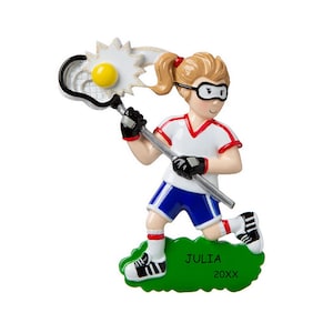 Personalized Lacrosse Sports Christmas Ornament - Girls