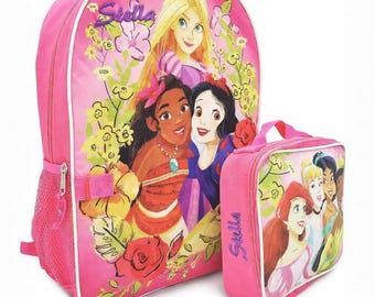 Personalized Disney Princess Backpack and Lunch Box Combo
