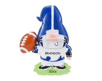 Personalized Gnome Football Christmas Ornament