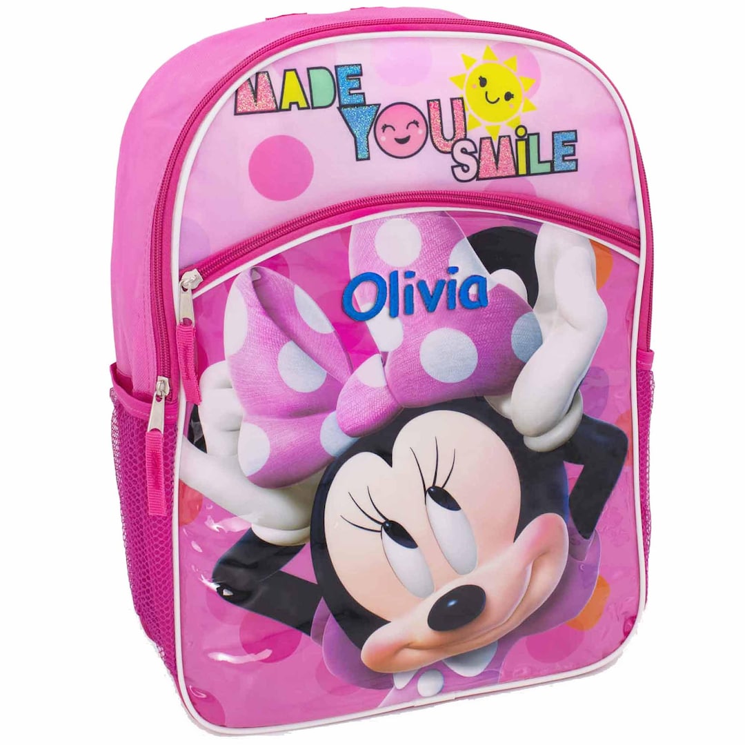 Personalized Minnie Mouse Made You Smile Character Backpack 16 Inch