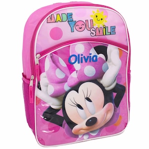 Personalized Minnie Mouse Made You Smile Character Backpack - 16 Inch