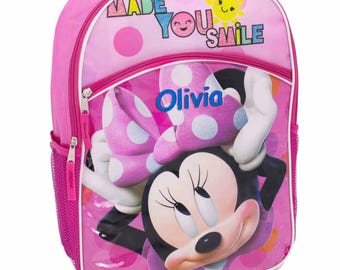 Personalized Minnie Mouse Made You Smile Character Backpack - 16 Inch