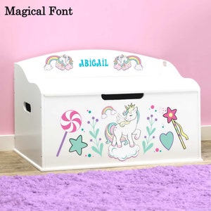 Personalized Dibsies Creative Wonders Unicorns & Rainbows Toy Box - White