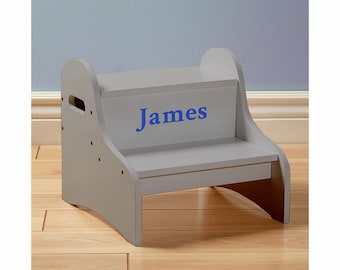 Personalized Dibsies Step Stool with Storage - Gray - Boys