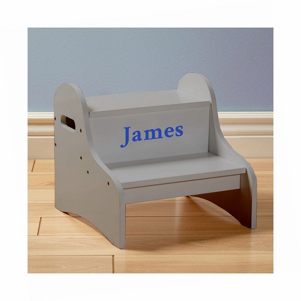 Personalized Dibsies Step Stool with Storage - Gray - Boys