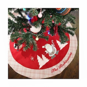 Personalized Classic Gray Plaid Tree Skirt - 60&quot;