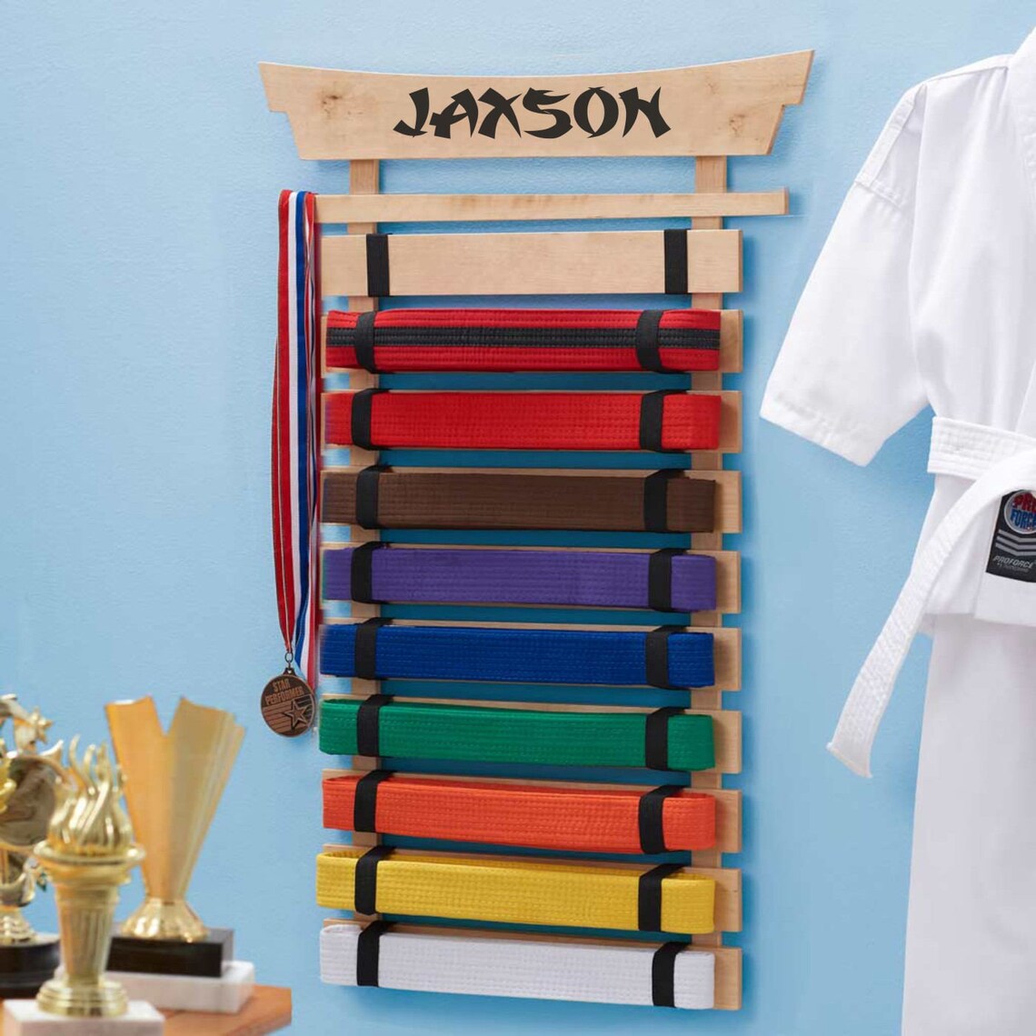 Personalized Karate Belt Display 10 Belts Etsy
