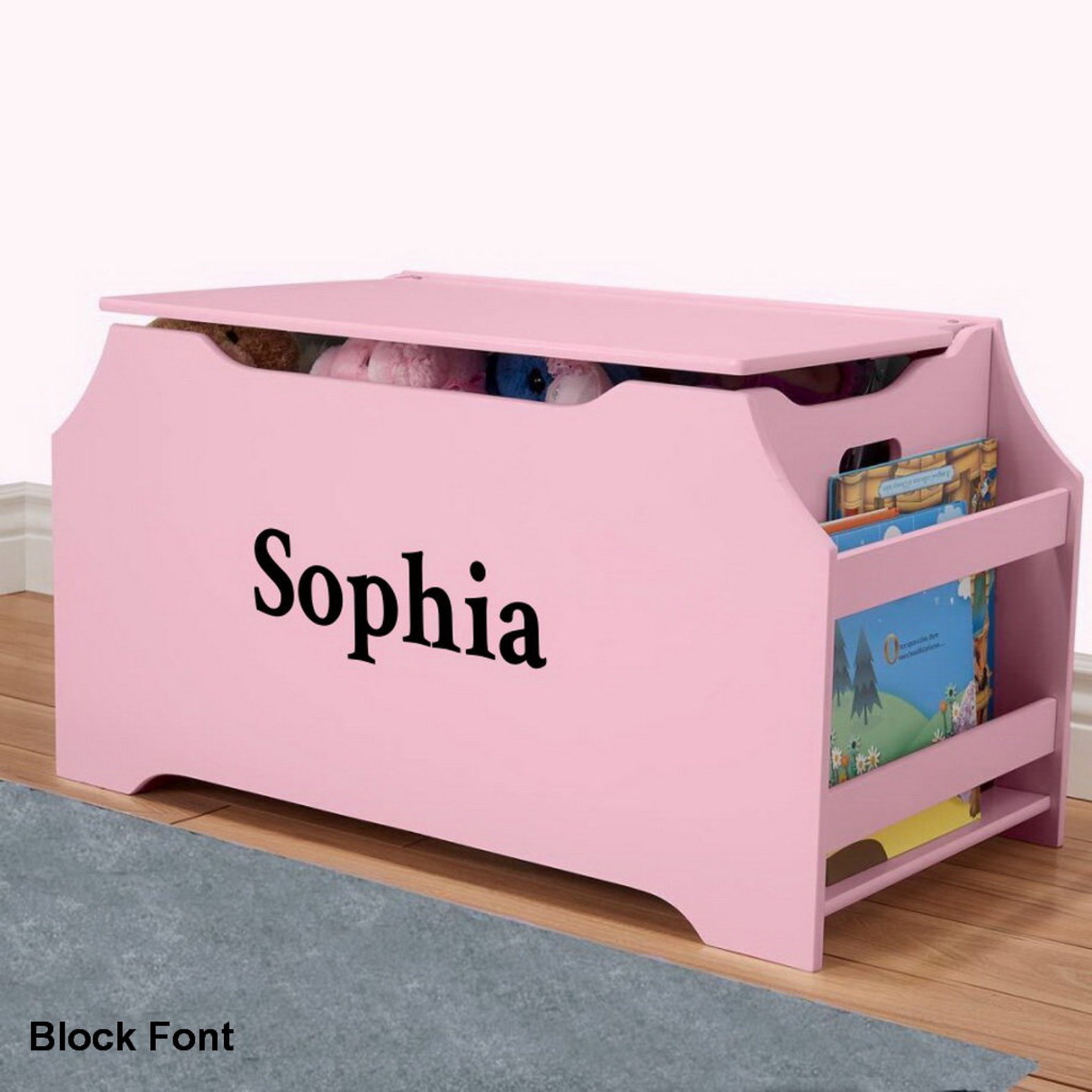 Personalized Dibsies Kids Toy Box with Book Storage Pink Etsy