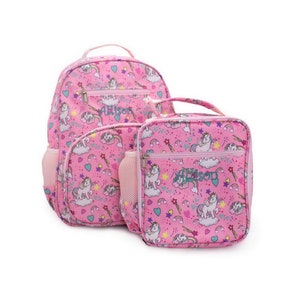 Personalized Unicorn Adventure Collection Backpack and Lunch Box Combo