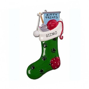 Personalized Treats Stocking Cat Christmas Ornament