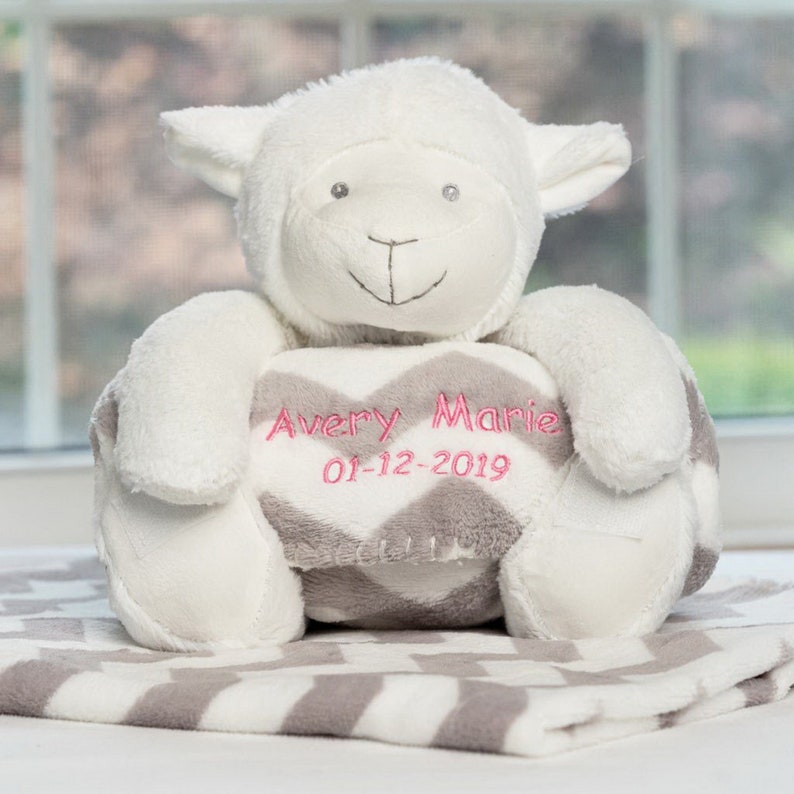 Personalized Dibsies Baby Lamb & Blanket Set Etsy