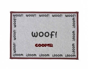 Dibsies Tapis de tapisserie personnalisée Chien Food Mat - Woof