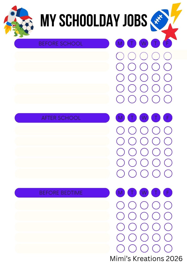 Kids Chore Chart Bundle | Printable Reward System (digital Download ...