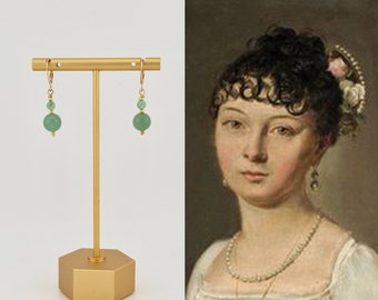 Boucles d'oreilles perles aventurine - georgian - regency