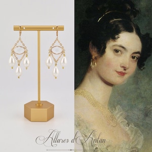 Rhinestone and pearl drop earrings - georgian - regency