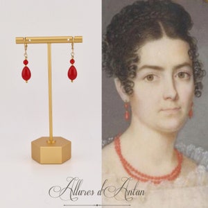Coral bead earrings - georgian - regency