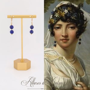 Lapis lazuli pearl earrings - Georgian - Regency