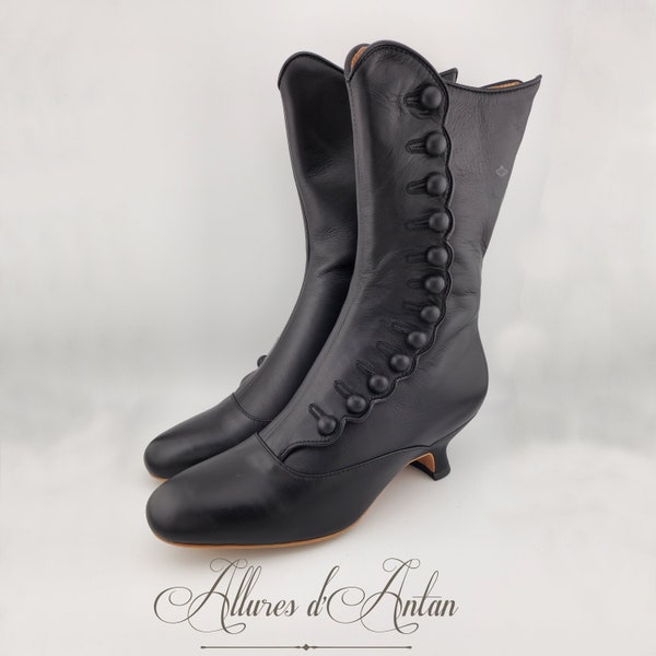 Compiègne - Noir - Chaussures XIXe Siècle - Victorian shoes