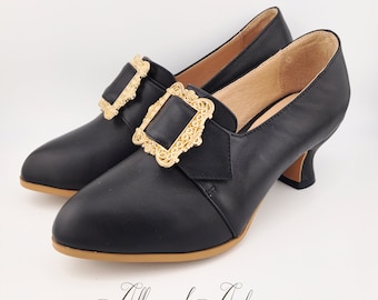 Trianon - Black - 18th Century Shoes - 18th Century shoes