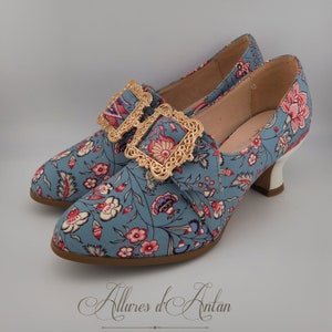 Trianon - Indian Blue - 18th Century Shoes - 18th Century shoes