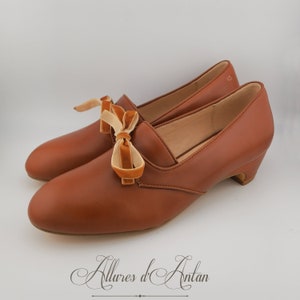 PROCOPE - Caramel - Empire shoes - Regency shoes - Georgian shoes - 18th century shoes