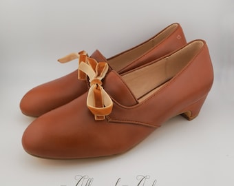PROCOPE - Caramel - Empire shoes - Regency shoes - Georgian shoes - 18th century shoes