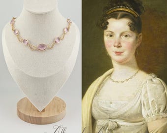 Halsband med kedja och strass - Rosa
